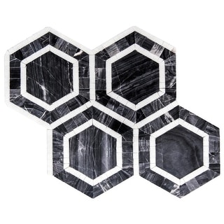 The Tile Life Santorini Roman Hex 6x6 Carrara Marble Backsplash Wall